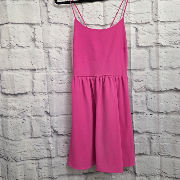 Everly Hot Pink Mini Dress With Strapy Back Size Small - Picture 2 of 13